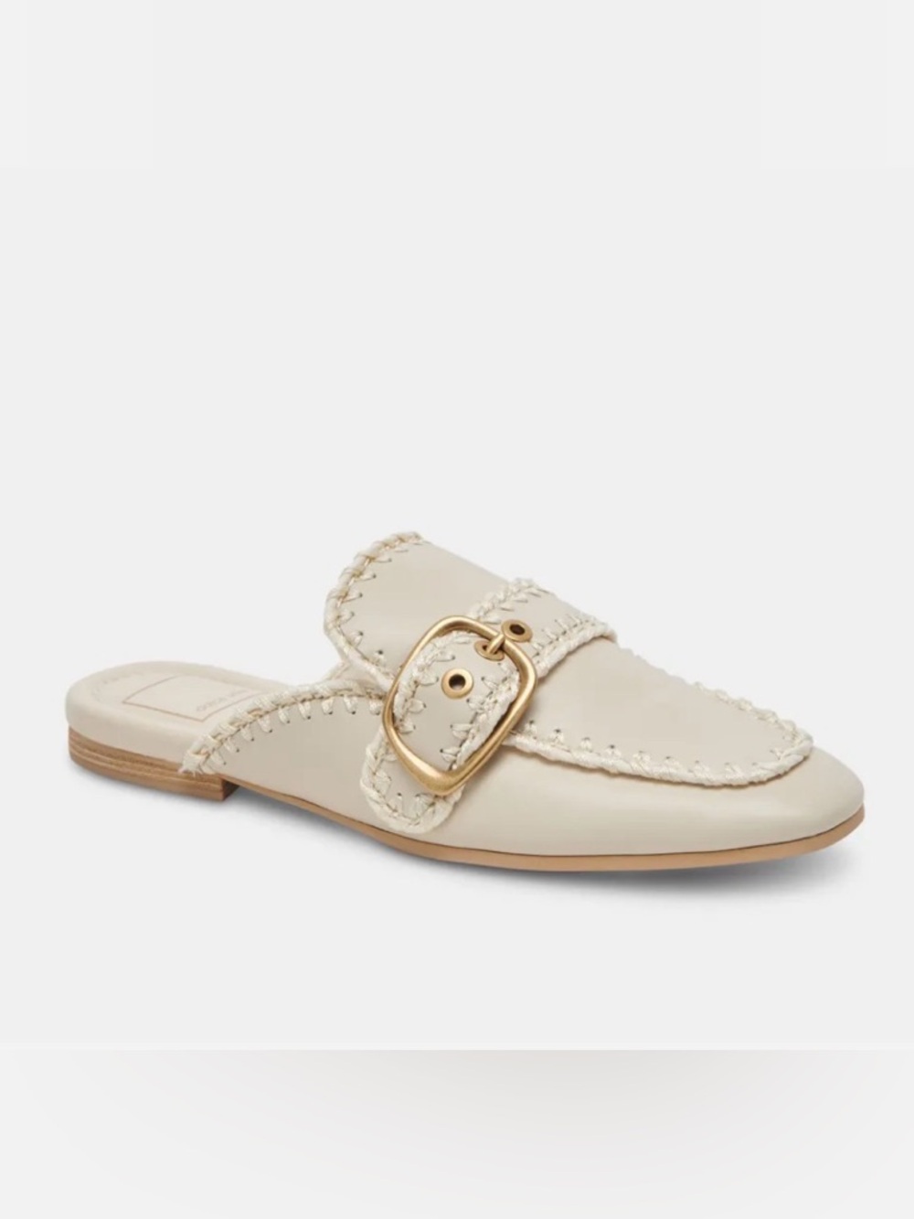Dolce Vita Cream Leather Buckle Mules